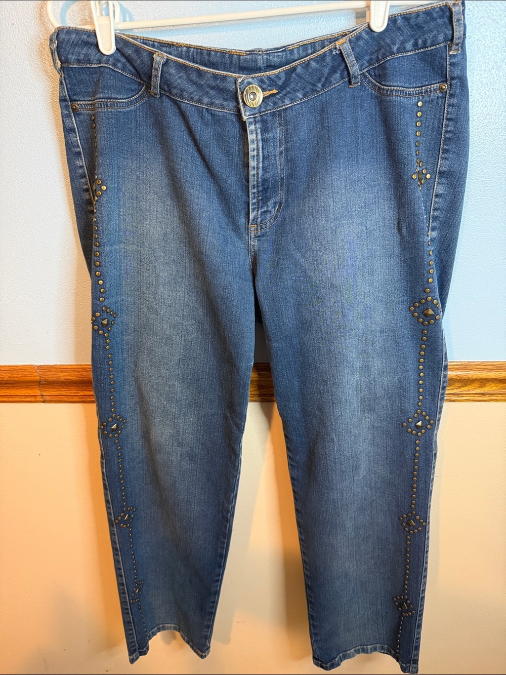 Vintage 90s Bongo Studded High Rise Tapered Mom Jeans Waist 36 (16)